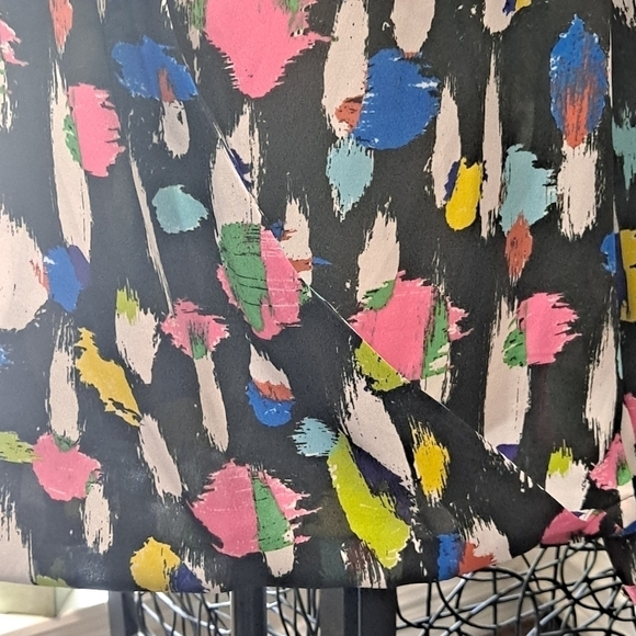 Liz Claiborne Woman Size 1X Multicolor Faux Wrap Top Sheer Long Sleeve - Picture 3 of 11